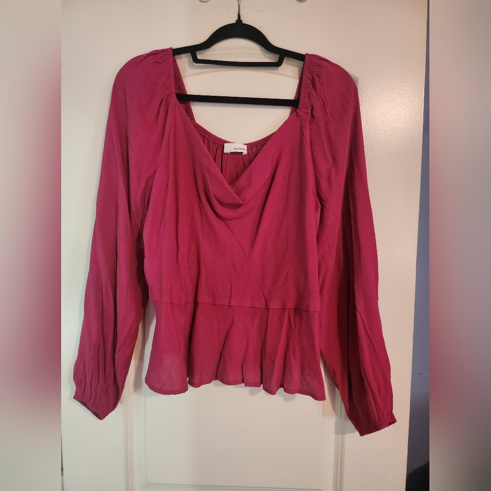 HEATHERLY x stitchfix Anniston Cowl Neck Peplum Blouse 1X Magenta
